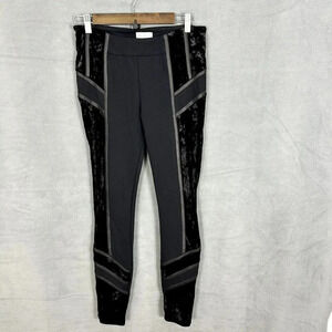 Bisou Bisou pull on skinny pants womens‎ medium black velvet panel whimsigoth